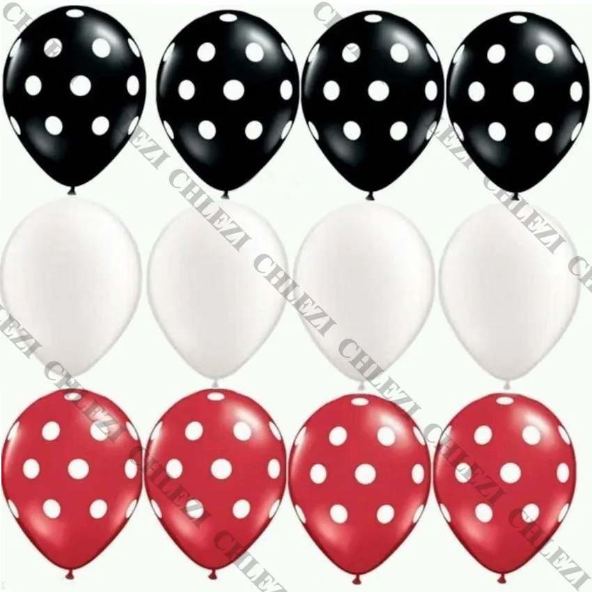 

Ladybug Black Red White Spot Latex Balloons Polka dot Wave point globos Mickey Minnie Birthday Party Decor Supplies 12pcs/lot