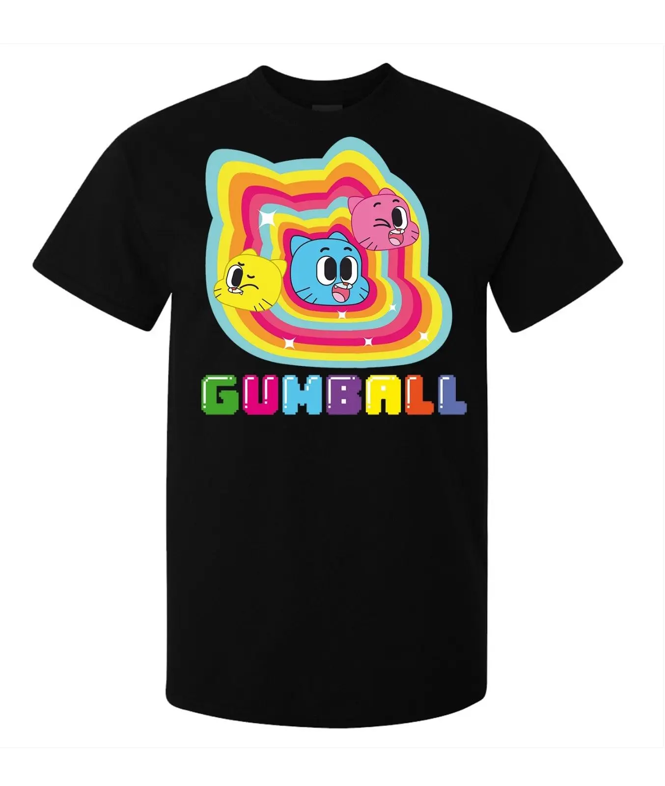 Удивительный мир Gumball мультфильм искусство для мужчин (Женская в наличии) футболка черный Мужская Унисекс