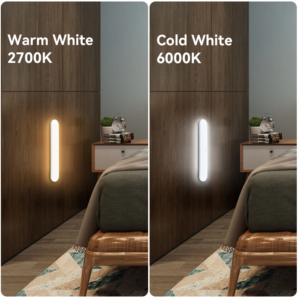 

LED Motion Sensor Under Cabinet Lights USB Charging Night Light Hanging Magnetic Desk Lamp For Bedroom Kitchen