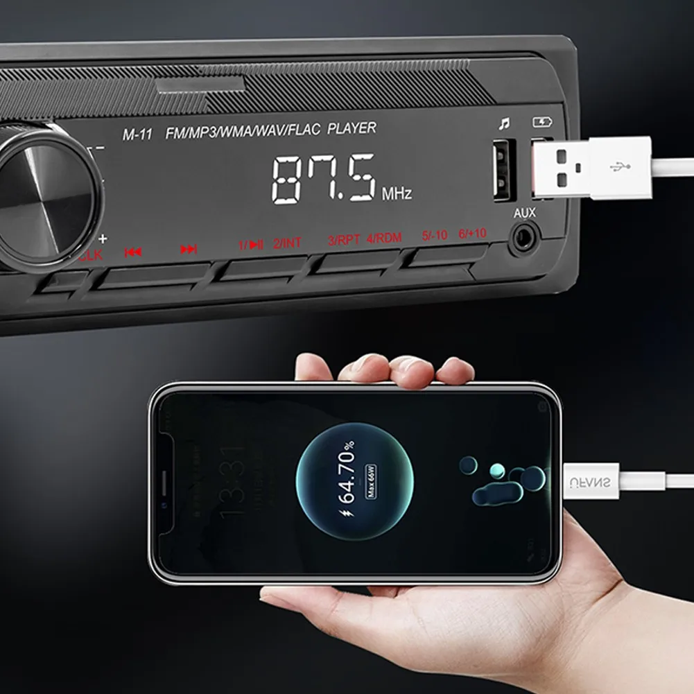 

Car Stereo With FM And Bluetooth Receiver, 12V Car MP3 Player Colored Lights Audio Central Control Modification