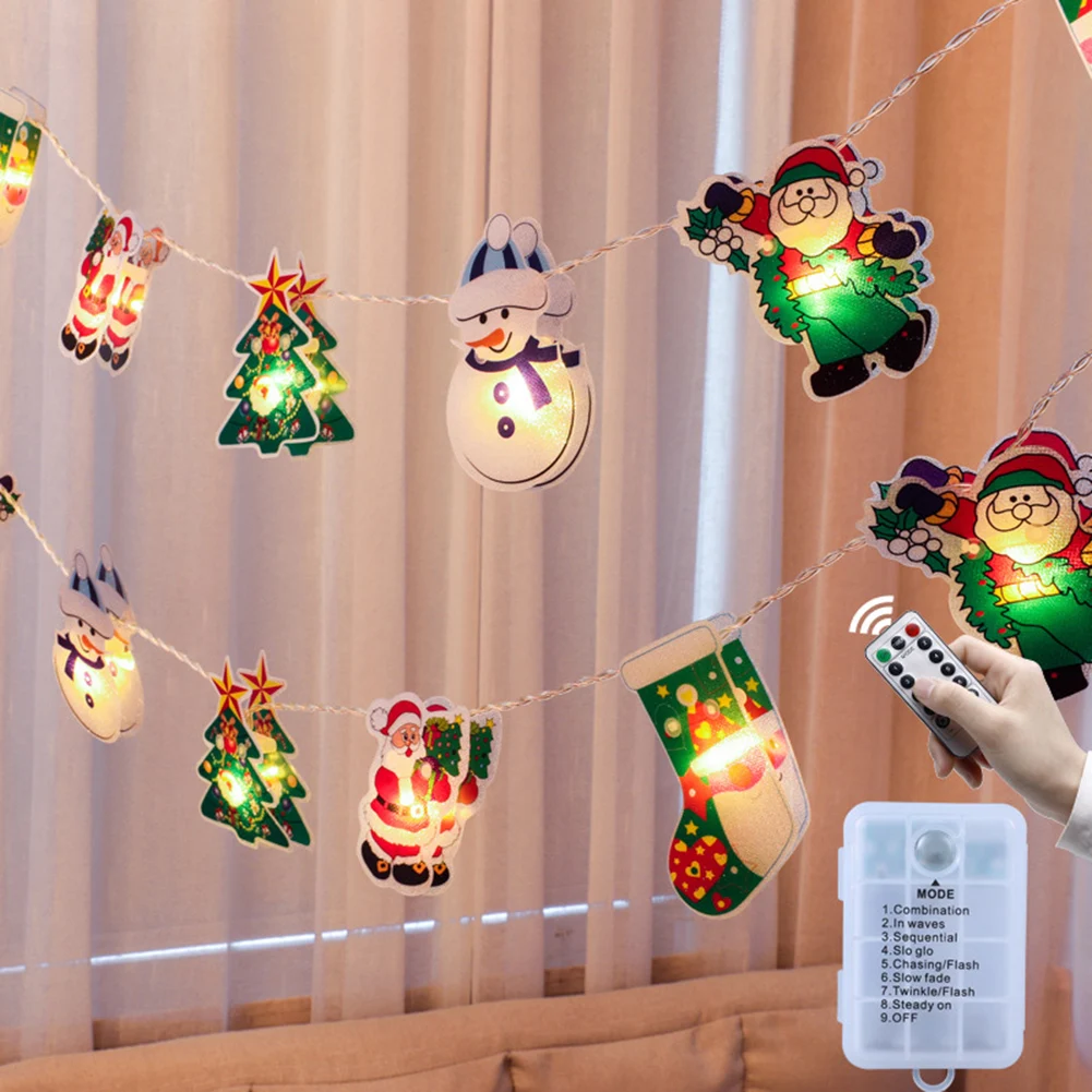 

LED Christmas Cartoon Colorful String Lights Waterproof Battery Powered Remote Control Flashing Lamp for Holiday Decoration