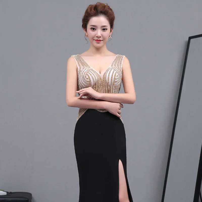 Купальник в стиле русалки пикантные Cheongsam черный современная глубокий v-образный