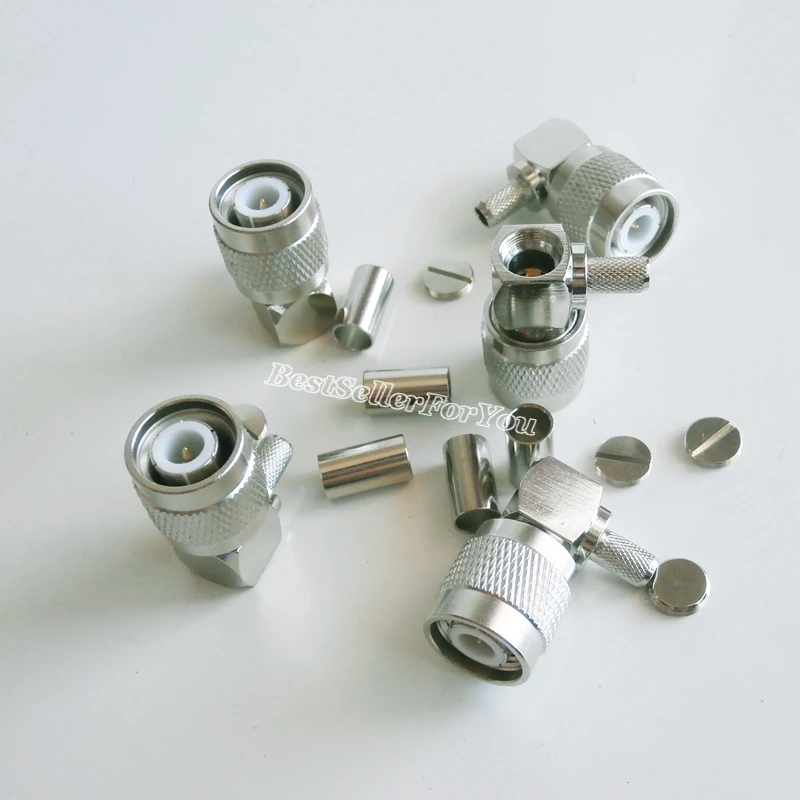 

10Piece TNC Crimp Male Right Angle RA RF Connector For LMR195 RG58 RG400 RG142 Cable