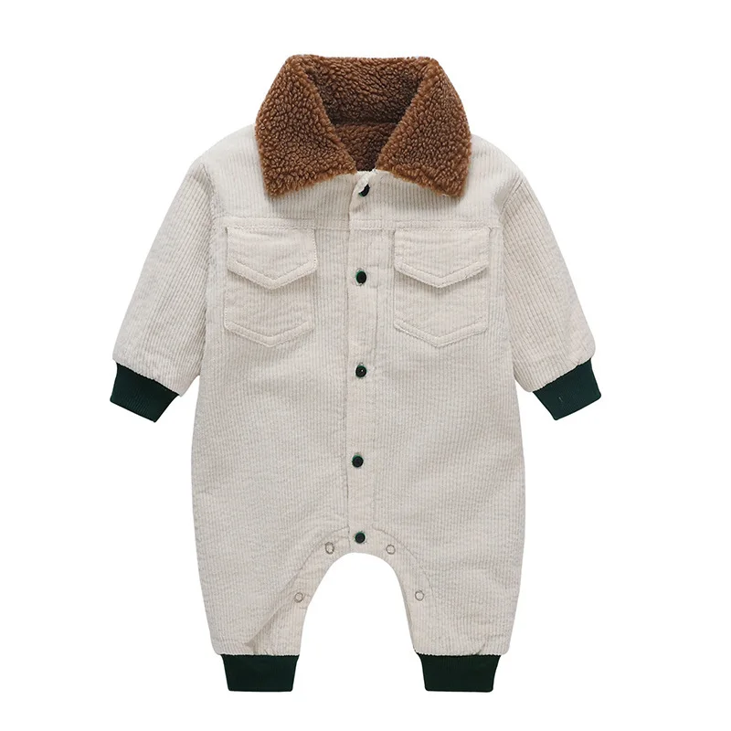 

2020 children winter jumpsuit baby plus velvet romper