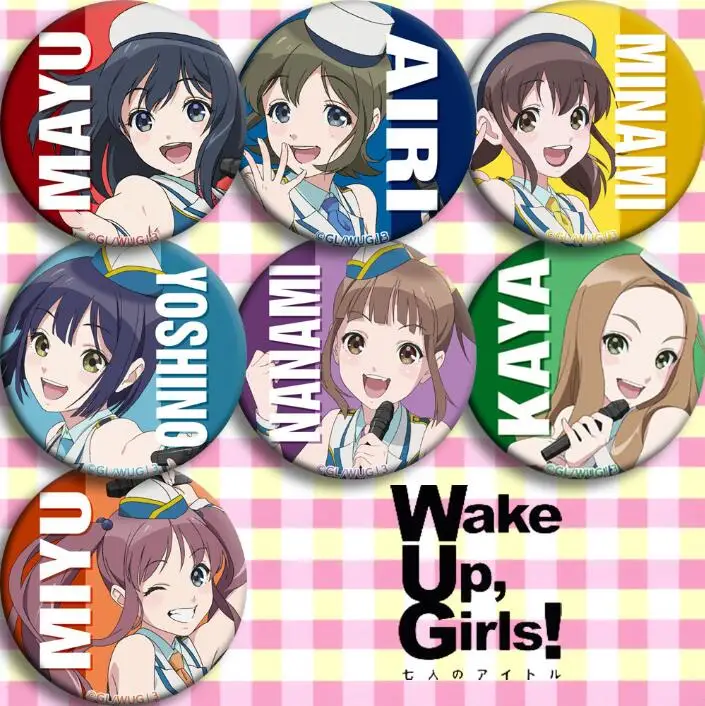 7 шт./1 партия Аниме пробуждение девочки! Mayu Airi Minami Yoshino Kaya значки в виде фигур