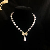 vintage imitation pearls choker simple short fashion double strands necklace for women girls classic bridal jewelry retro 2021