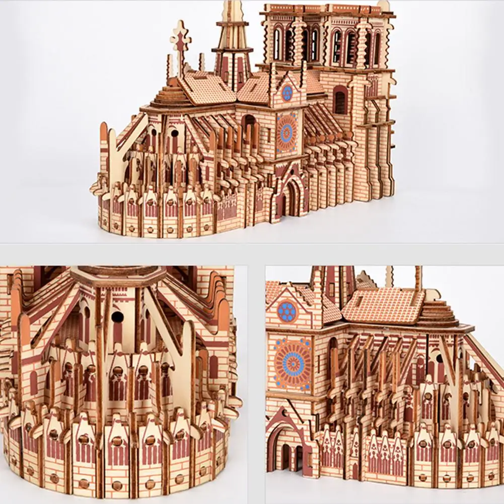 3D деревянные пазлы Парижский Собор сделай сам деревянная модель для