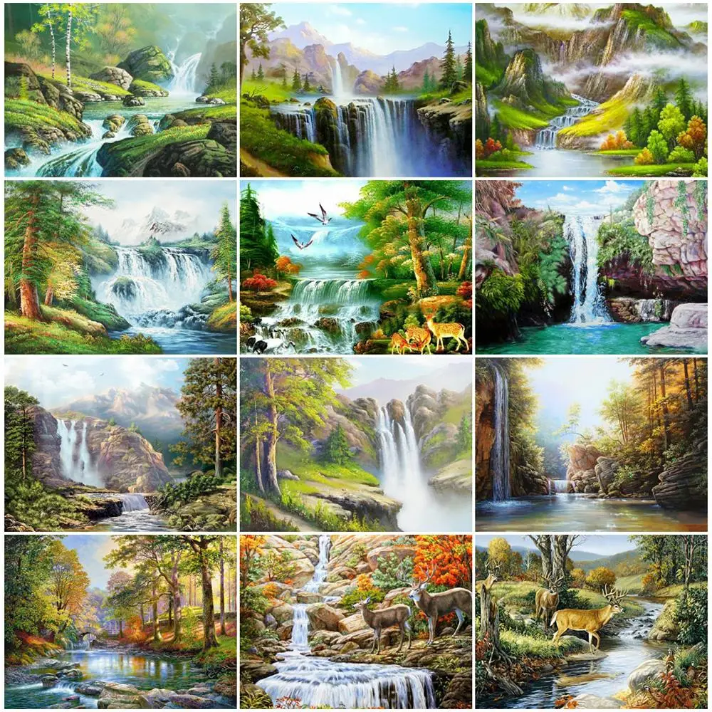 

Royal Secret Diamond Painting Full Square/Round Drill Waterfall Diamond Embroidery Landscape Natural Picture Mosaic Wall Decor