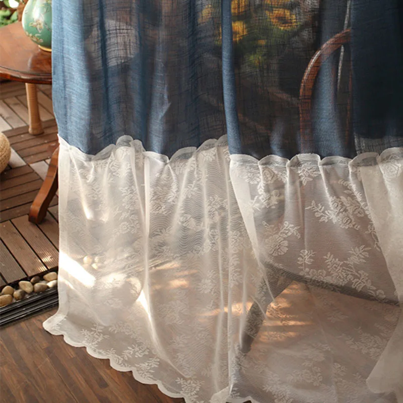 Корейский стиль вышитые шторы принцессы для Гостиная однотонные Цвет штора тюль