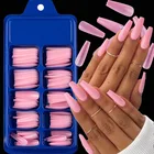 2022 накладные ногти в блистерной коробке 100s однотонные заостренные длинные балерины конфетных цветов накладные ногти наклейки искусственные ногти дизайн ногтей