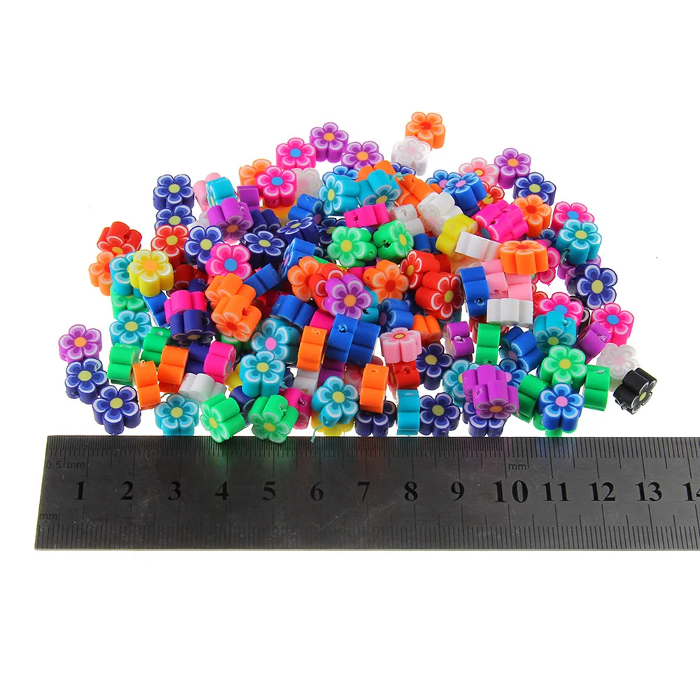 

50pcs Flower Shaped Spacer Beads Polymer Clay Beads for Girls Jewelry Making DIY Bracelet Necklace Hair Clip Garment Accessories