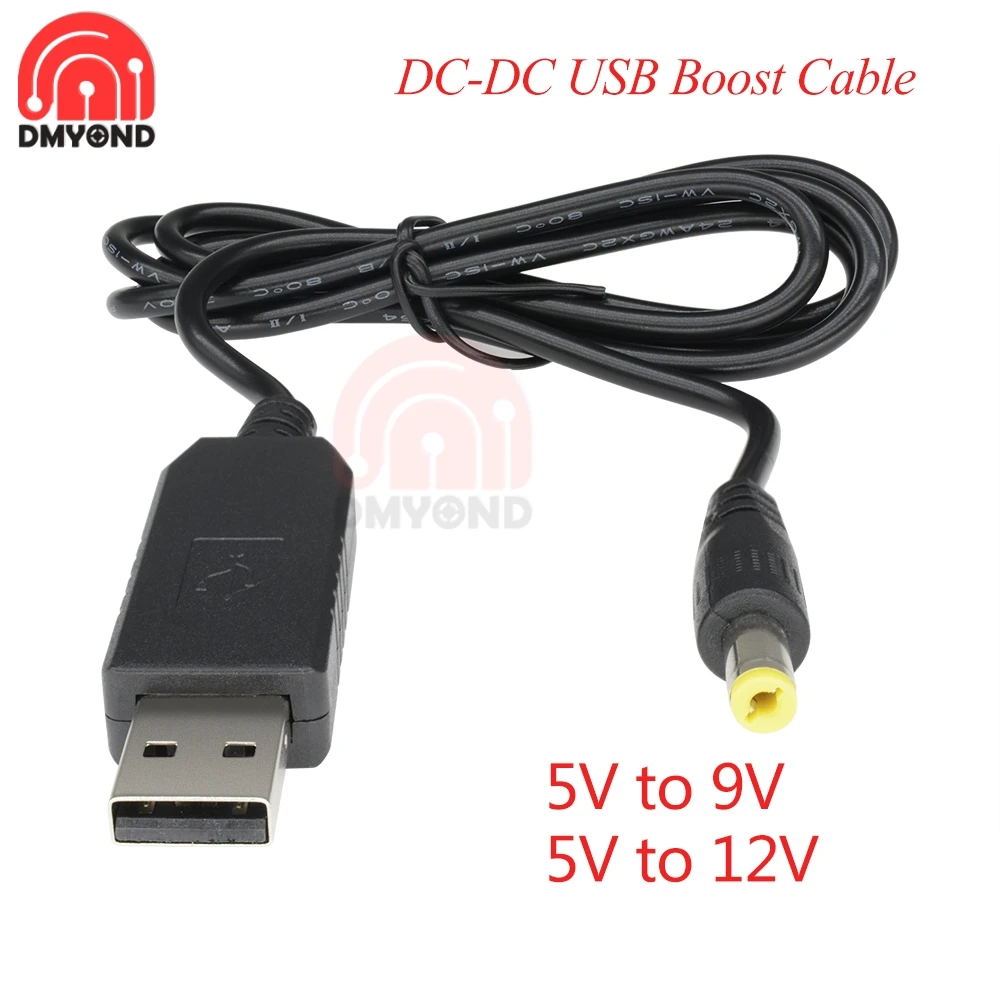 1 м DC-DC USB 5V до 9В/12V кабель 5 5x2 мм DC Jack Напряжение Boost зарядный шнур шаг вверх