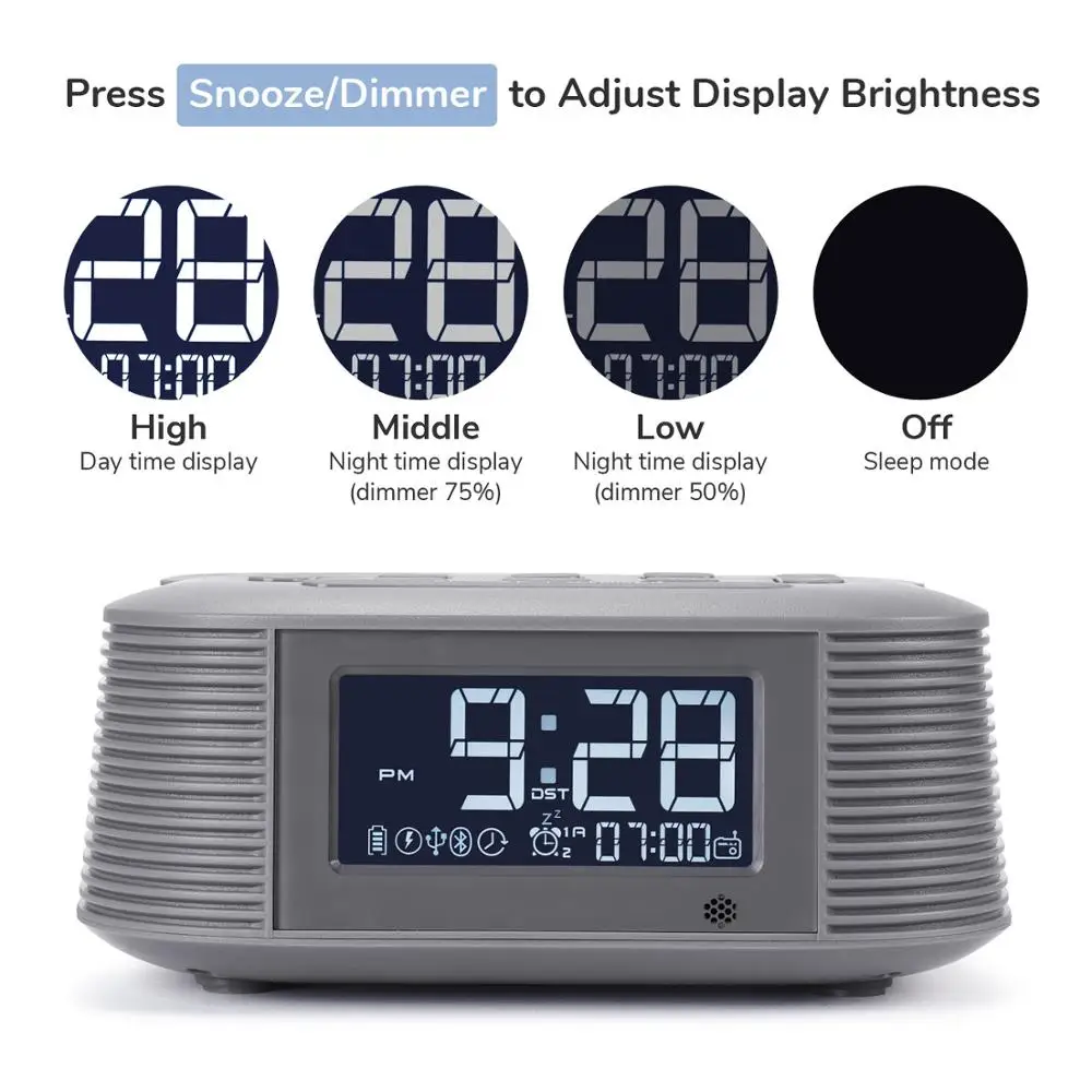 InstaBox Dawnlight D10 беспроводной зарядный Будильник 10 Вт fm-радио с спортивный