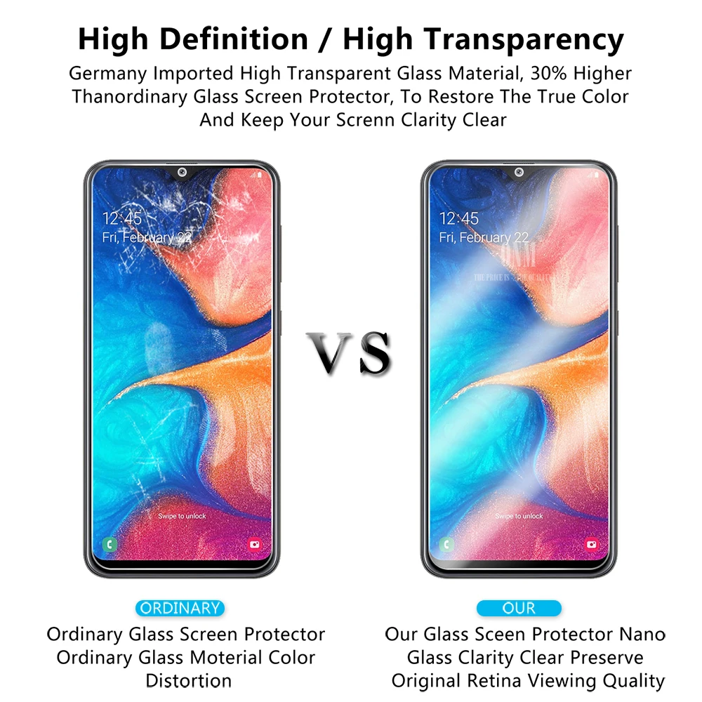 2 шт закаленное стекло для Samsung Galaxy A20e Защита экрана Защитная стеклянная