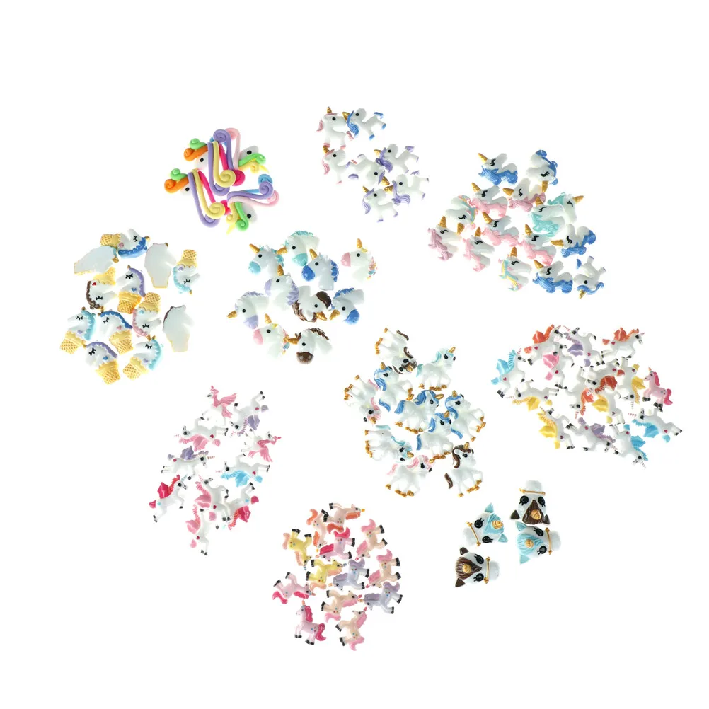 

10Pcs/lot Kawaii Cartoon Unicorn Flat Back Resin Cabochon DIY Craft Decoration Scrapbooking Accessories Multi Styles