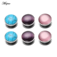 miqiao 2 pcs 316l stainless steel screw ear plugs tunnel stretchers expander 6 16mm fashion body piercing jewelry