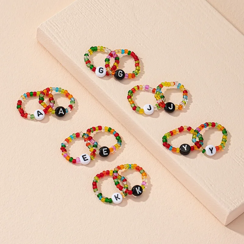 Кольцо Gii из акриловой смолы с буквами и бисером для женщин девушек