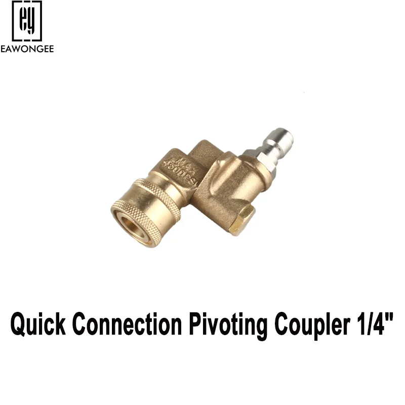 

Pressure Washer Quick Connection Pivoting Coupler 1/4" Quick Plug + 1/4" Quick Disconnect Socket Adjustable 5 positions