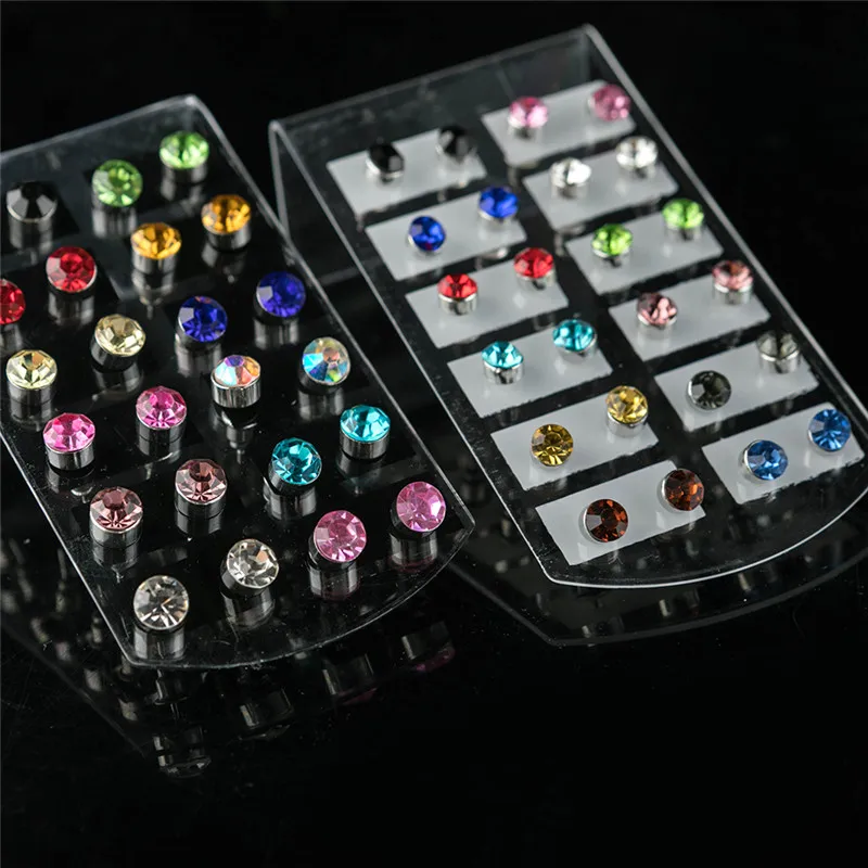 12 парт/лот Разноцветные серьги гвоздики с кристаллами для женщин и девочек милые