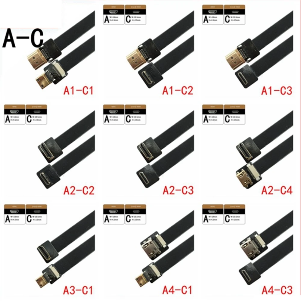 

Band Flache 5cm-100cm FPV HDMI-kompatibel Kabel Mini HDMI 90 Grad Adapter FPC Pitch 20pin stecker Stecker
