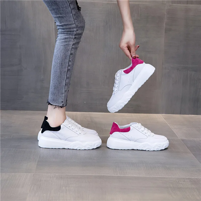 Новинка осени 2020 кожаные белые туфли женская повседневная обувь тонкие женские