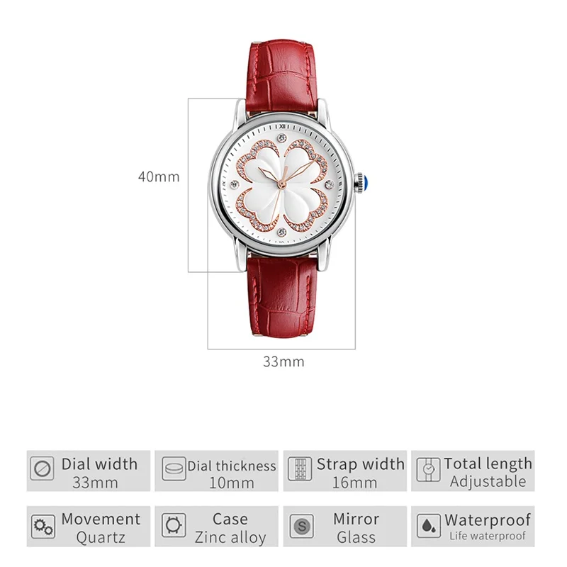 

LEIBIG Fashion Women Watch Quartz Watches 3Bar Waterproof Four-Leaf Clover Dial Sapphire Crown reloj mujer L1002 Ladies Clock