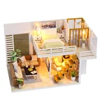 Миниатюрный домик сделай сам, обучающая Сборная модель, креативная комната с мебелью (стандартная + Пылезащитная крышка)
