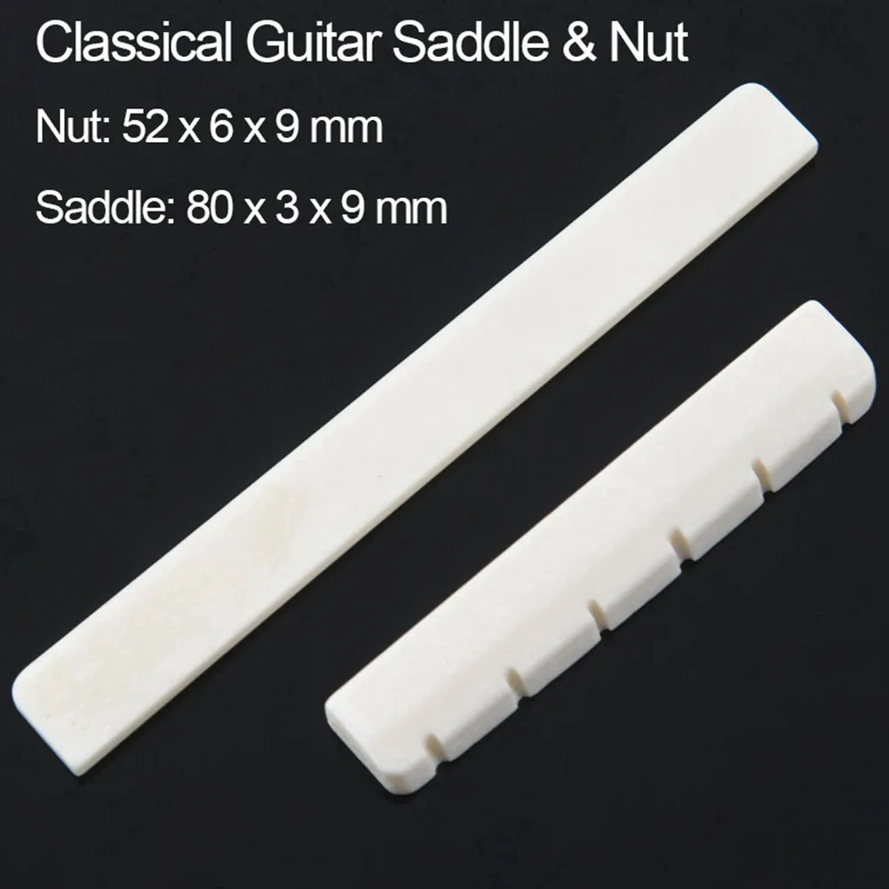 

1Set 6 String Classical Guitar Bone Bridge Saddle And Nut Ivory Set Music Instruments Replacement Spare Part Guitar Parts