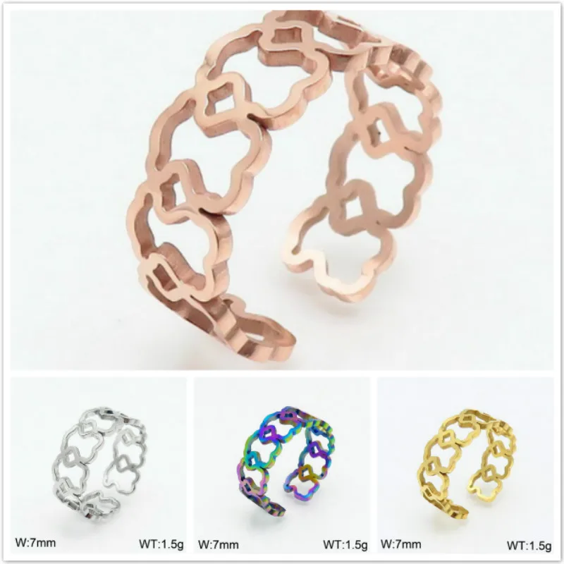 Кольцо из нержавеющей стали с медведем Лидер продаж женское милое регулируемое