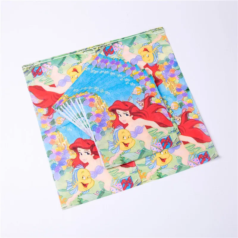 90pcs Cute happy birthday Mermaid Ariel girls baby shower party decoration banner table cloth straws cup plates supplier