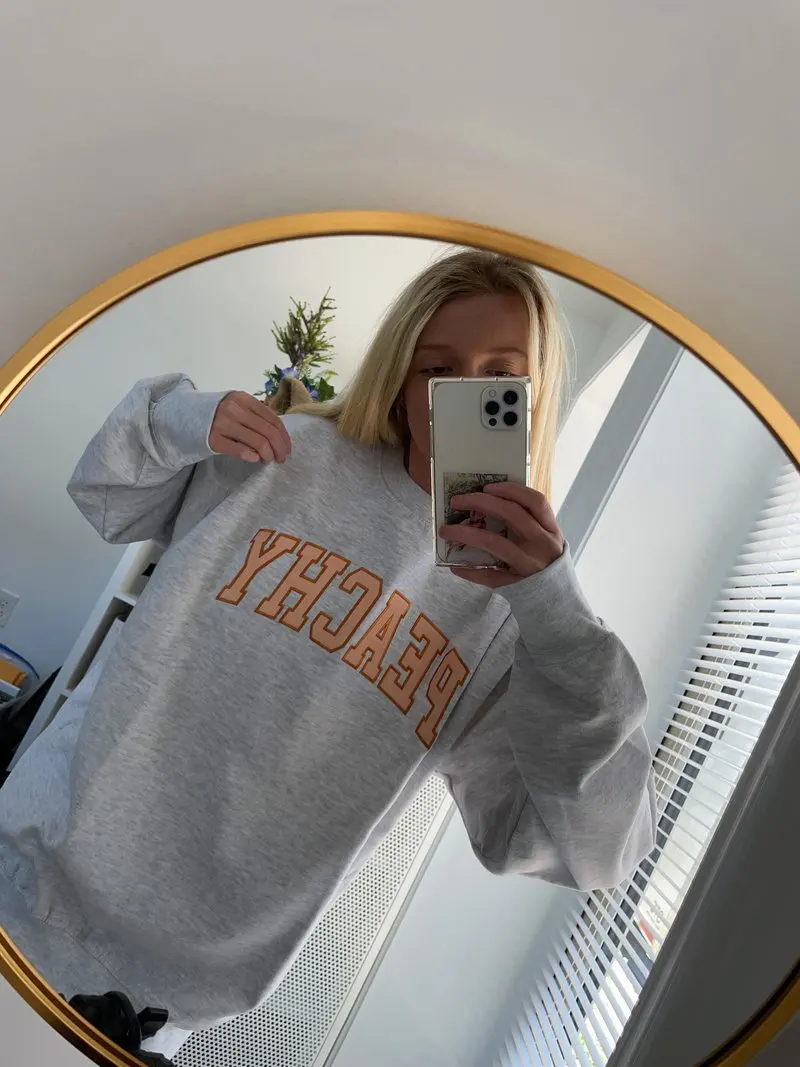 Vintage Embroidery Grunge Sweatshirt for Women Letter Print Loose Sweatshirts Girls 2021 Autumn Winter Oversized Sweetshirts