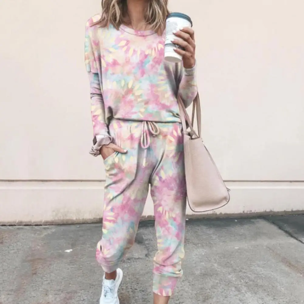 

Модный Свободный пуловер с принтом, брюки, комплект, женский наряд, устойчивый к холоду, свободный