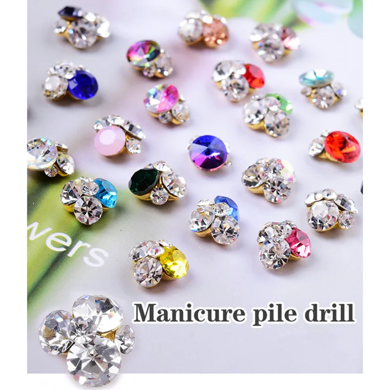 

5pcs 3D Nail Crystals Rhinestone AB Charms Square Round Nail Gems Nail Art Decoration Manicure Accessories Nail Shiny Jewelry