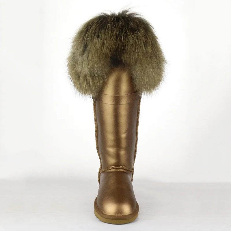 Новый модный стиль женские зимние высокие сапоги на лиськом меху из натуральной