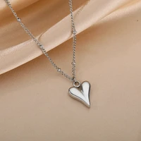 fashion love heart pendant necklaces for women stainless steel silver color pendant charm necklace female jewelry accessories