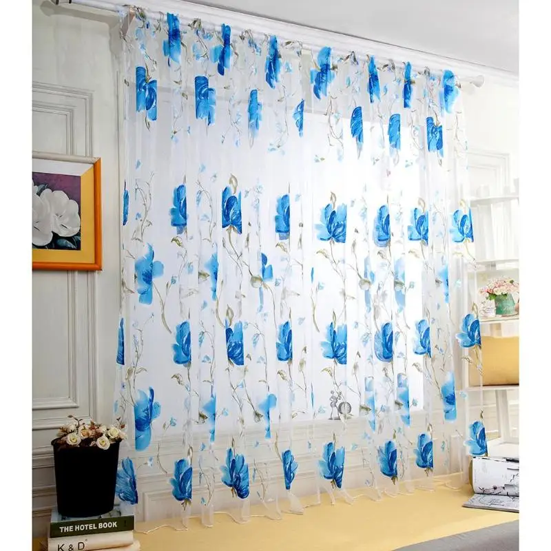 Тюлевые затемняющие шторы с большим цветком драпировка для окна спальни