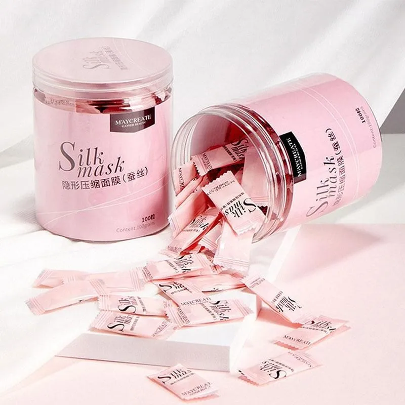 

Mask 100 Pieces/box Compressed Invisible Silk Mask Paper Ultra-thin Whitening Moisturizing Facial Skin Care Mask for Face Man