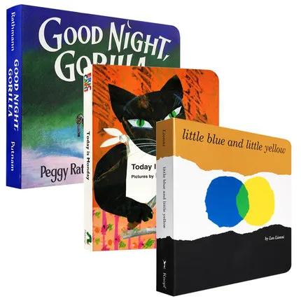 

Eric Carle Today Is Monday /Good Night, Gorilla/Little blue and little yellow Original English Children's Books