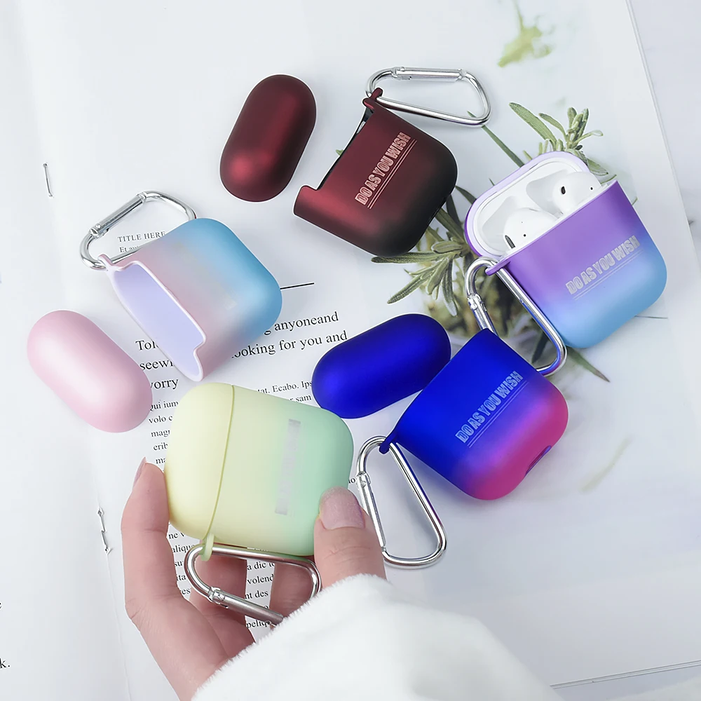Для AirPods чехол градиентный Радужный цвет защитный жесткий для ПК Bluetooth