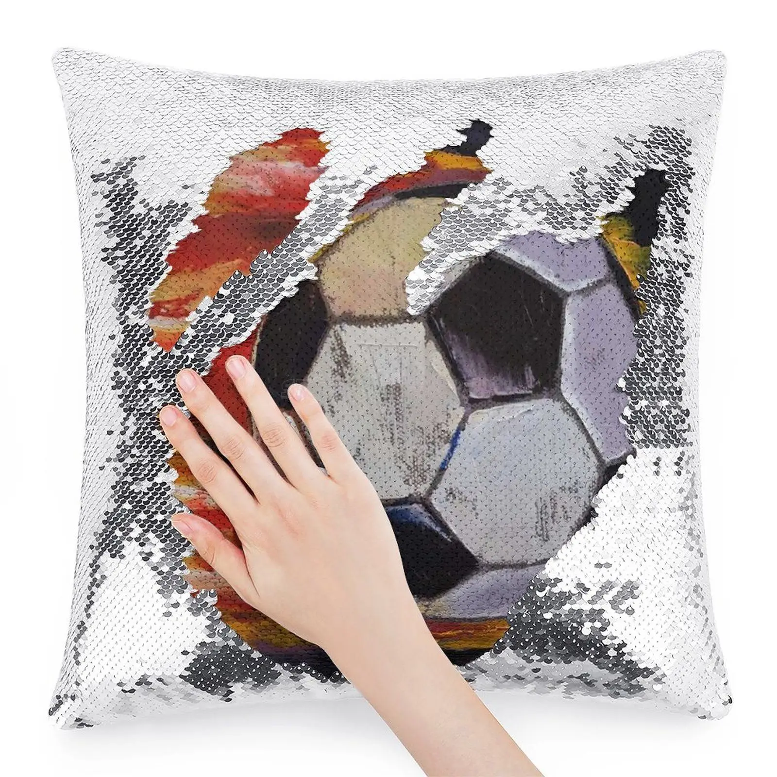 Наволочка с блестками для футбола украшение дома и кафе меняющая цвет чехол