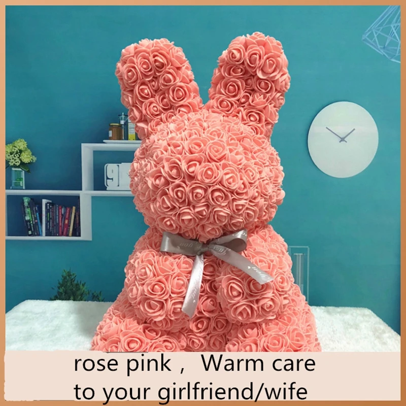 40cm Valentine Rose Rabbit Artificial Flower Gift For Girlfriend Birthday Wedding Party Anniversary Home Decor Red Pink | Дом и сад