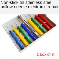 8pcslot hollow needles desoldering tool electronic components stainless steel