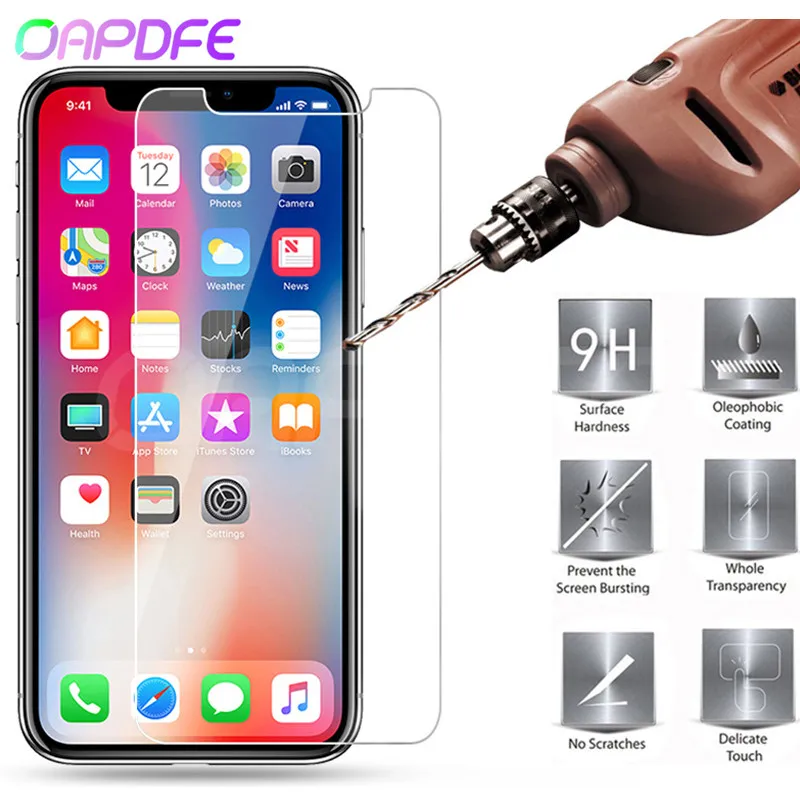 0,22 мм 9H закаленное стекло на iPhone 8 7 6 6S Plus 5 5S SE 4S протектор экрана для iPhone X XR XS Max защитный чехол Flim