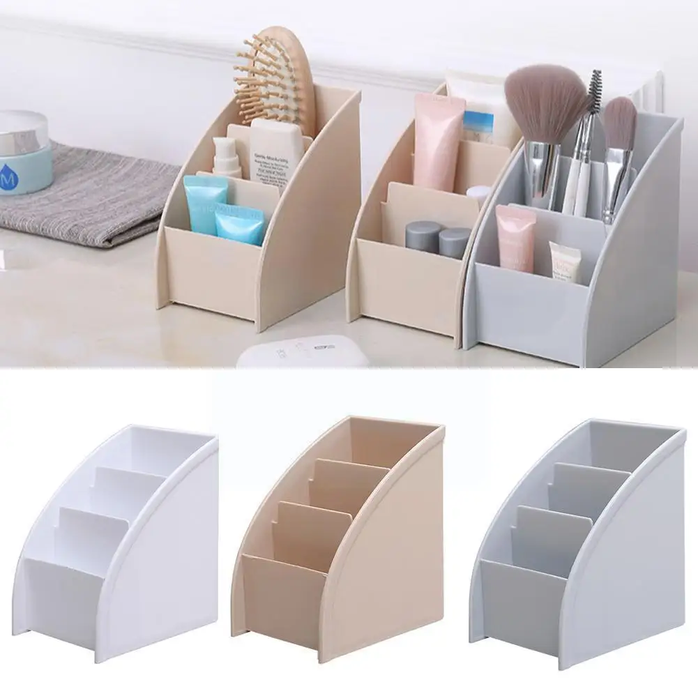 

Trapezoidal storage box cosmetic box creative living 3-compartment box desk box storage plastic sorting room office box M6R7