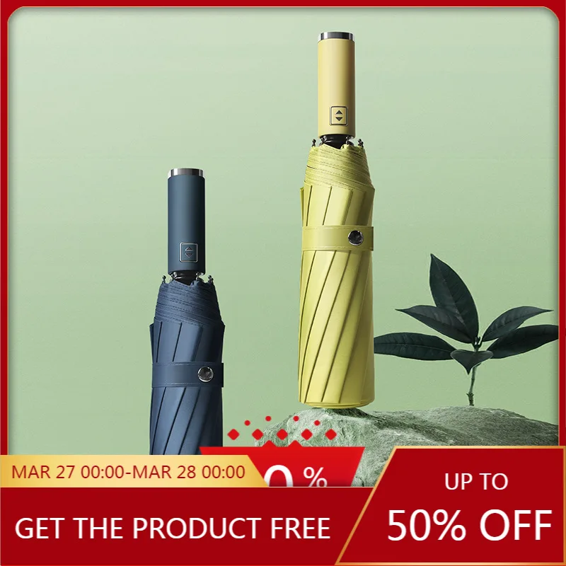 

New Twelve Bones Self-Opening Umbrella Large Double Folding Solid Color Business Umbrella cute umbrella