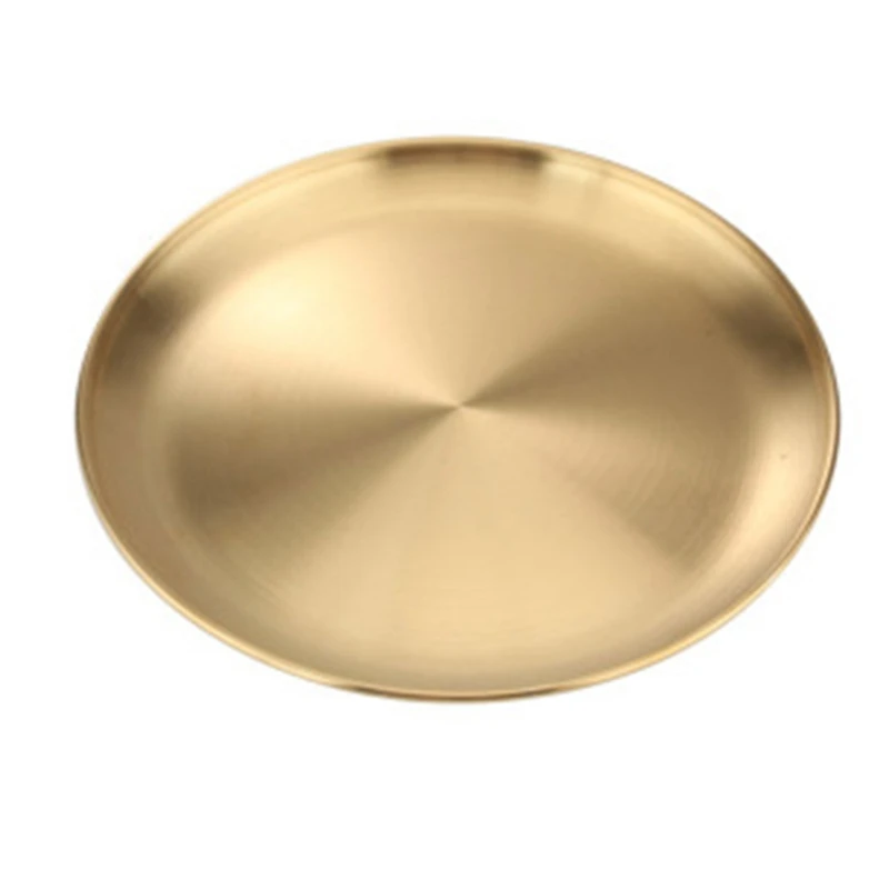 Утолщенный диск из нержавеющей стали золотой поднос для кафе фруктов торта
