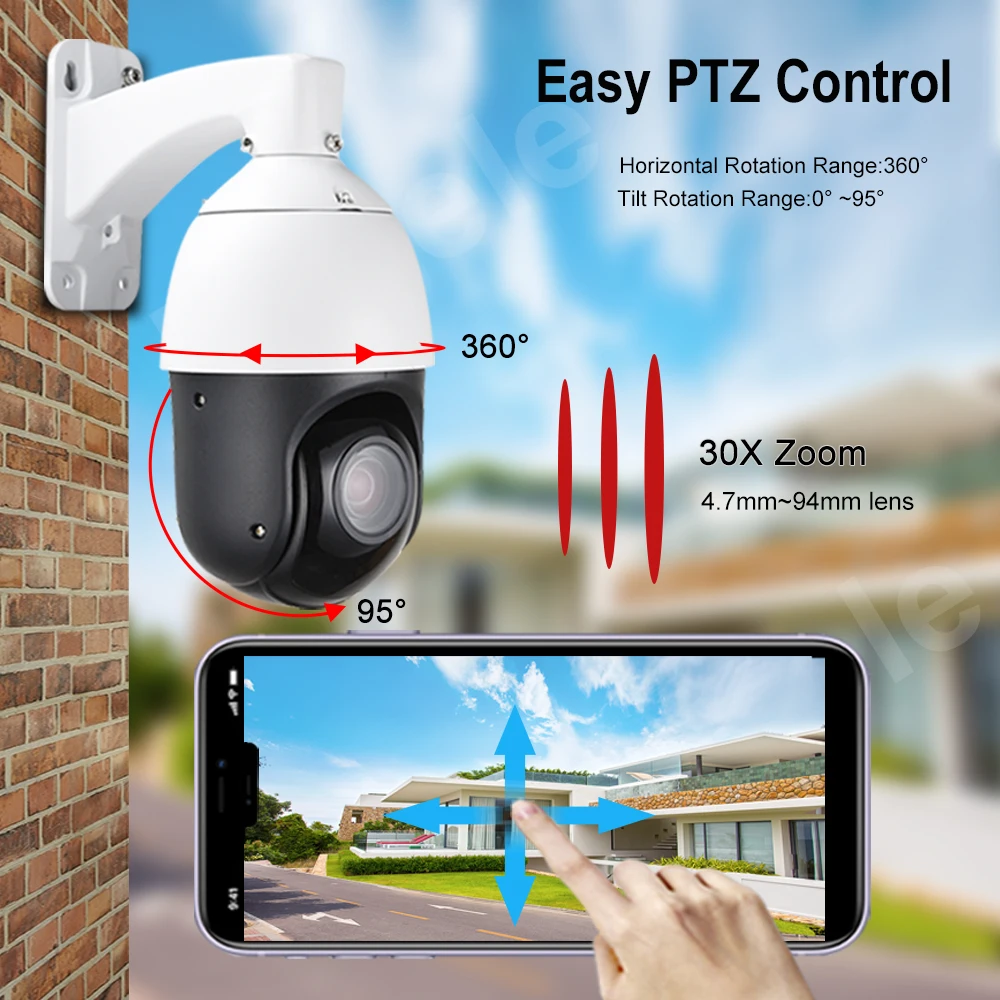 CCTV H.265 POE 5MP автоматическое отслеживание PTZ камера 5 мегапикселей IP 1080P