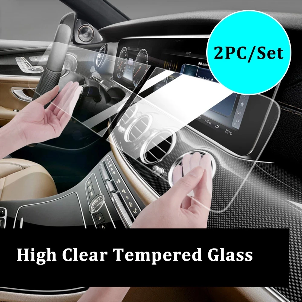 2pcsset car navigation screen protector tempered glass film for mercedes benz e class w213 2017 2018 2019 s class w222 2018 free global shipping
