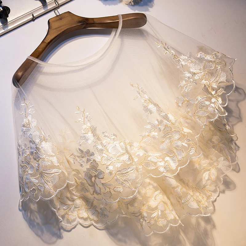 Белое кружевное болеро накидка с цветами Свадебный жакет для невесты элегантный