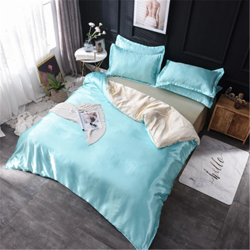 

3/4pcs 100% Natural Silk Bedding Set With Duvet Cover Bed Sheet Pillowcase Luxury King Queen Twin Size Solid Satin Bed Linen